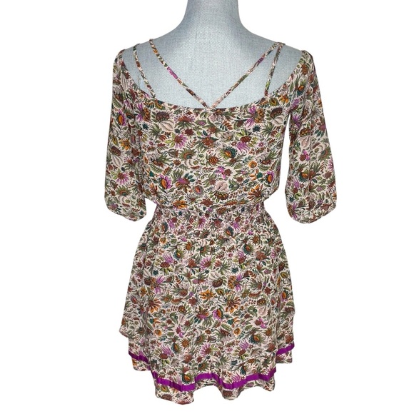 Anthropologie Floreat Mini Dress Floral Pleated Layered Ruffle Cottage 00P - Picture 4 of 13